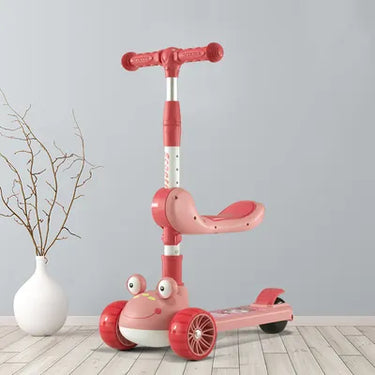 Frog Themed Adjustable Height Kids Scooter With Light & Music - Pink